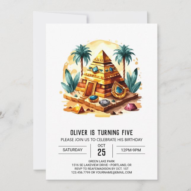 Invitación Cumpleaños de las Pirámides Egipcias Antiguas (Anverso)