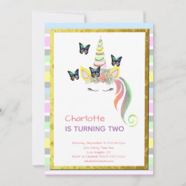 Invitación Cumpleaños de las rayas del pastel de la cara del