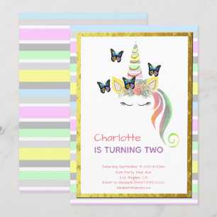 Invitación Cumpleaños de las rayas del pastel de la cara del