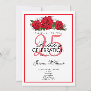 Invitación Cumpleaños de las Rosas Rojas Románticas