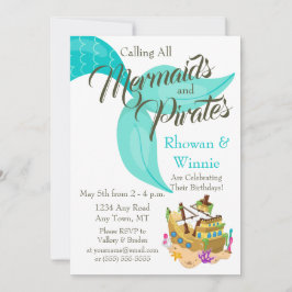 Invitación Cumpleaños de las Sirenas y los Piratas