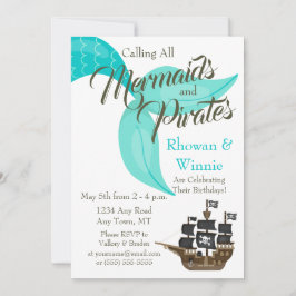 Invitación Cumpleaños de las Sirenas y los Piratas