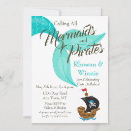 Invitación Cumpleaños de las Sirenas y los Piratas