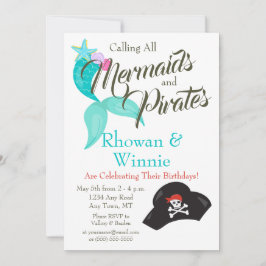 Invitación Cumpleaños de las Sirenas y los Piratas