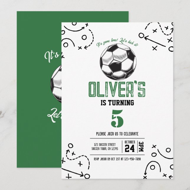 Invitación Cumpleaños de las tácticas modernas del fútbol vin (Anverso / Reverso)