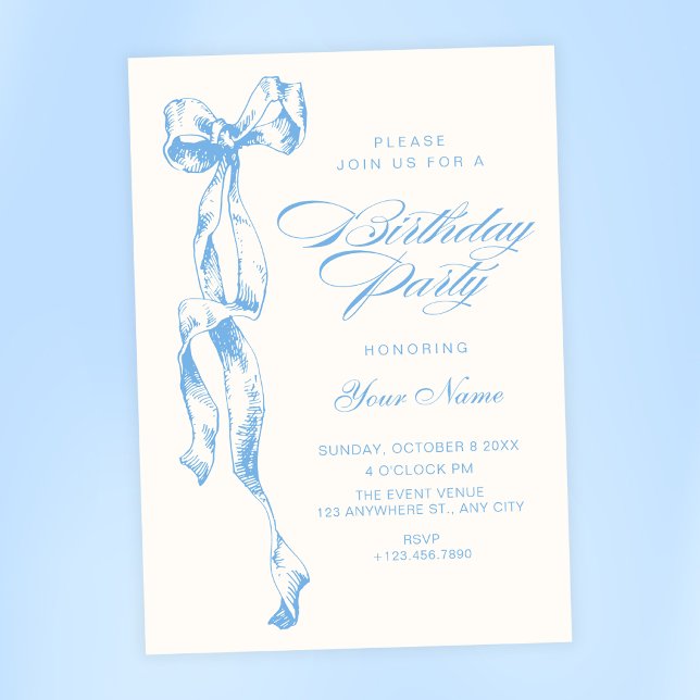 Invitación Cumpleaños de lazo azul (Subido por el creador)