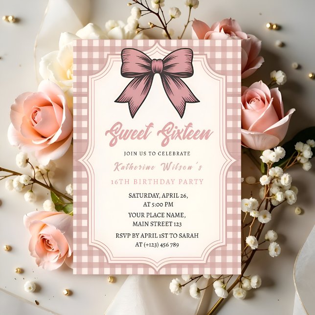 Invitación Cumpleaños de lazo coqueta rosa (Subido por el creador)
