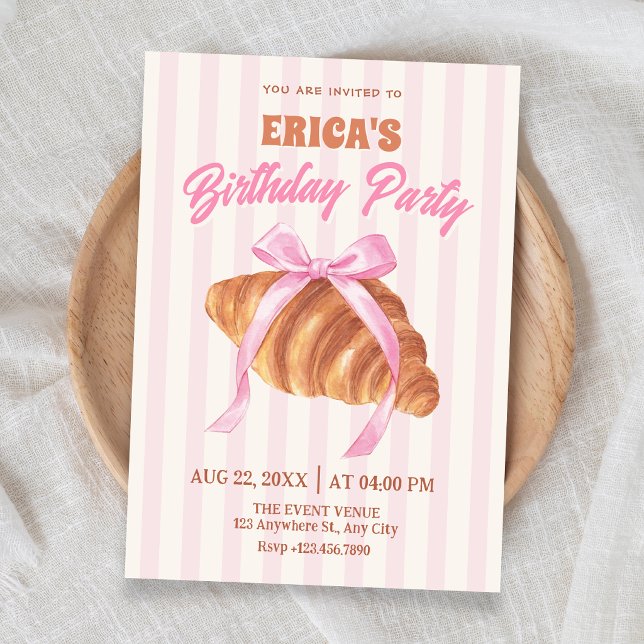 Invitación Cumpleaños de lazo de medialuna linda (Subido por el creador)