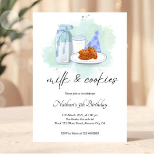 Invitación Cumpleaños de Leche y Galletas Dulces