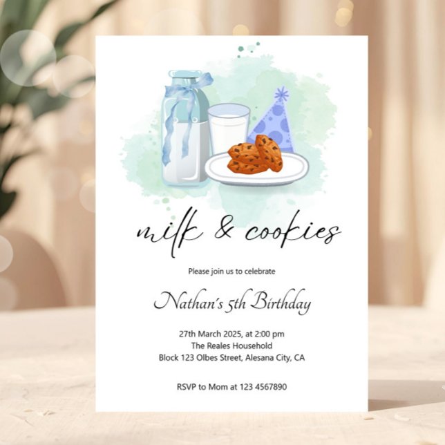 Invitación Cumpleaños de Leche y Galletas Dulces (milk and cookies invite, cookie birthday party, birthday invitation, editable invitation, printable )