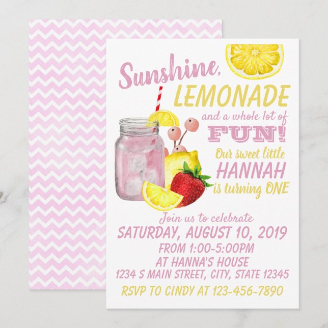 Invitación Cumpleaños de Lemonade (Anverso / Reverso)