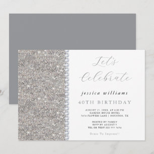 Invitación Cumpleaños de lentejuelas y diamantes elegantes pl