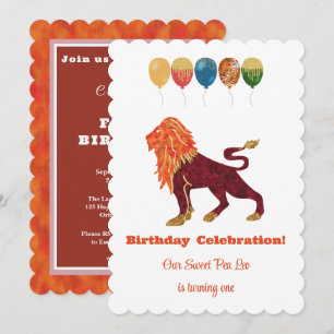 Invitación Cumpleaños de Leo 1er Impresionista Dorado Brillan
