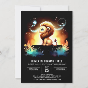 Invitación Cumpleaños de León Adorable Moderno