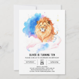 Invitación Cumpleaños de León de Moda Moderna