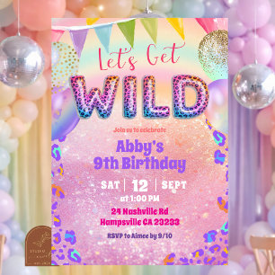 Invitación Cumpleaños de Leopardo Arcoíris Colorido Vamos a V