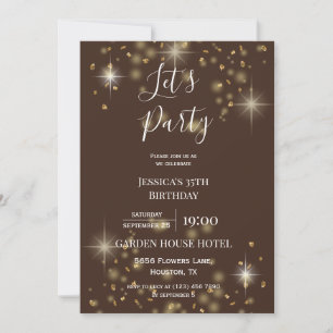 Invitación Cumpleaños de "Let's Fiesta" Purpurina y espuma