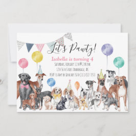 Invitación Cumpleaños de Let's Pawty Dog