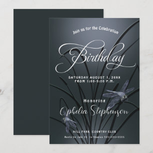 Invitación Cumpleaños de libélula azul polvoriento