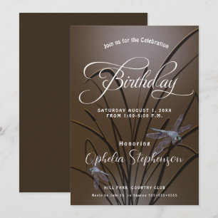 Invitación Cumpleaños de libélula de Mocha Suave 