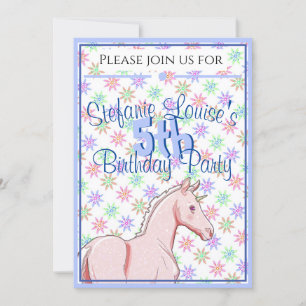 Invitación Cumpleaños de Lil Palomino Unicorn (rosa/azul)