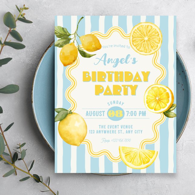 Invitación Cumpleaños de limón fresco de verano (Subido por el creador)