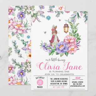 Invitación Cumpleaños de Little Bunny Spring