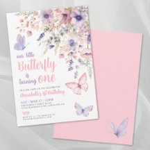 Cumpleaños de Little Butterfly Pink Girl's 1