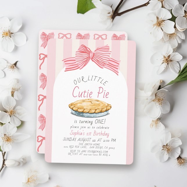 Invitación Cumpleaños de Little Cutie Pie con Lazo Rosa (Subido por el creador)