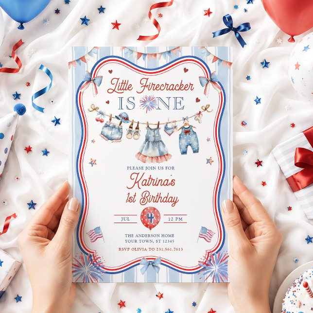 Invitación Cumpleaños de Little Firecracker Girl 1er año (Subido por el creador)