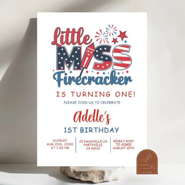 Invitación Cumpleaños de Little Miss Firecracker el 4 de juli (Subido por el creador)