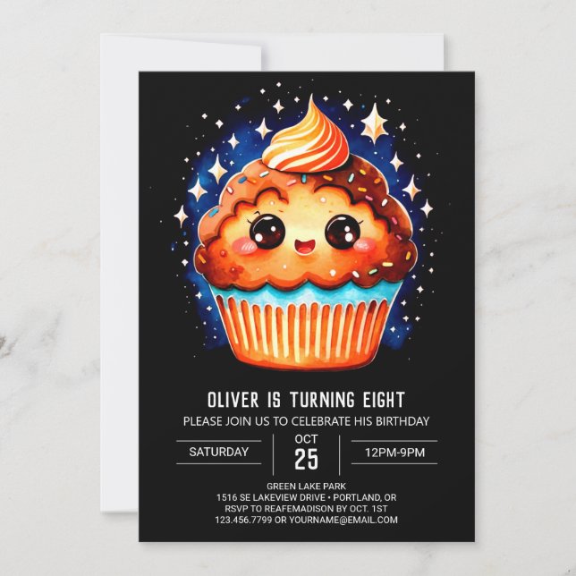 Invitación Cumpleaños de Little Pastry Muffin (Anverso)