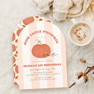 Invitación Cumpleaños de Little Pumpkin Pink Stripes Girl 1 a