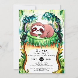 Invitación Cumpleaños de Little Simple Sloth