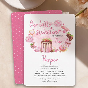 Invitación Cumpleaños de Little Sweetie Donuts y Sweets Girl 