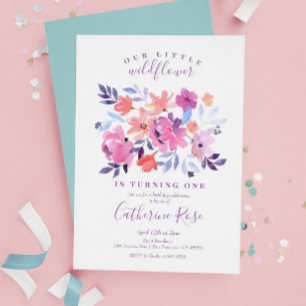 Invitación Cumpleaños de Little Wildflower Purple