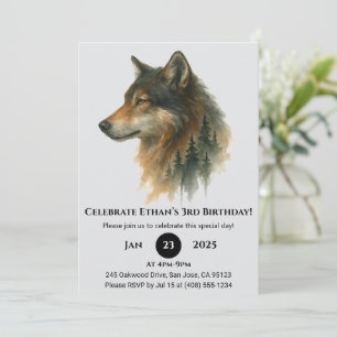 Invitación Cumpleaños de Little Wolf Watercolor
