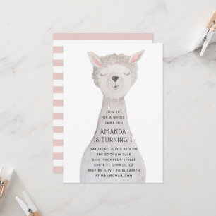 Invitación Cumpleaños de Llama Kids Fiesta de Granjas de Al