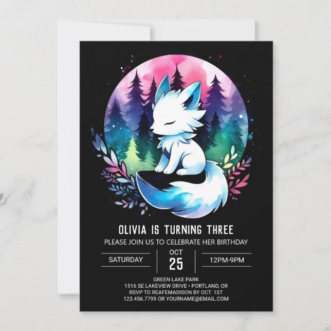 Invitación Cumpleaños de Lobo imprimible minimalista (Anverso)