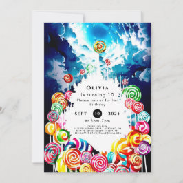 Invitación Cumpleaños de Lollipop Boho Candyland