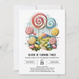 Invitación Cumpleaños de Lollipop editable en línea