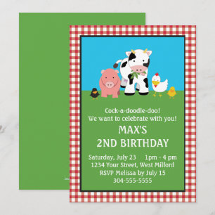 Invitación Cumpleaños de los Amigos de los Animales Barnyard