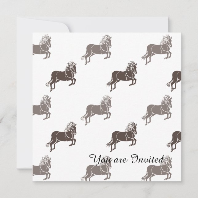 Invitación Cumpleaños de los Animales de Caballos Marrones (Anverso)