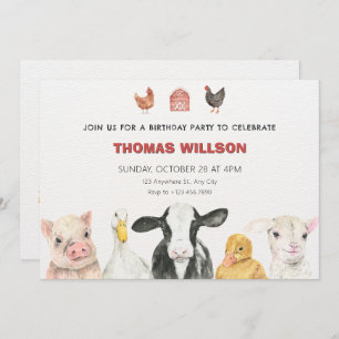 Invitación Cumpleaños de los animales de granja