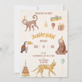 Invitación Cumpleaños de los animales de la jungla pequeña