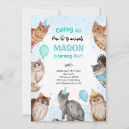 Invitación Cumpleaños de los animales de la ruta del gato