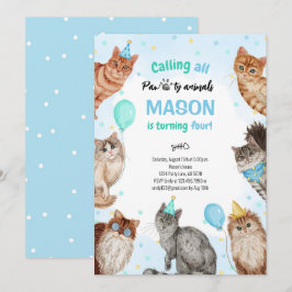 Invitación Cumpleaños de los animales de la ruta del gato
