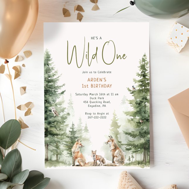 Invitación Cumpleaños de los Animales Forestales "Wild One" (Subido por el creador)