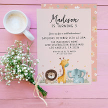 Cumpleaños de los Animales Salvajes Girly Fiesta