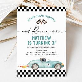 Invitación Cumpleaños de los autos Blue Race